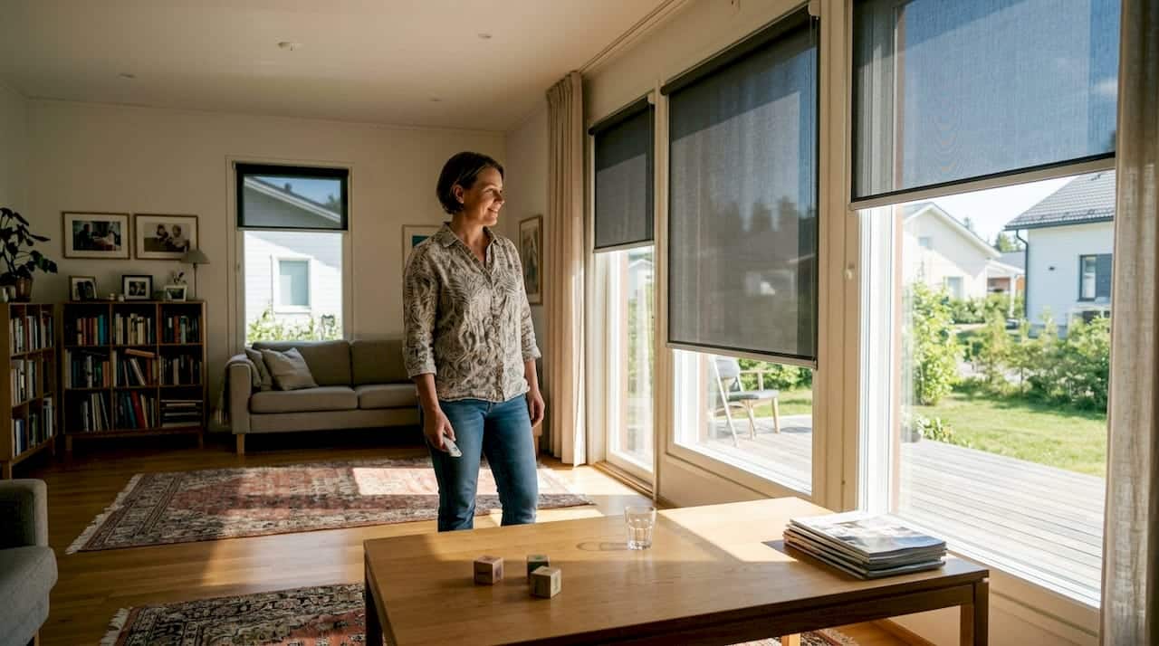 Omakotiasuja tutkii ulkokaihtimia kesähelteellä